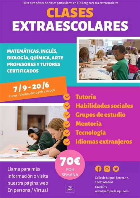 cartel clases particulares|Plantillas para carteles de clases particulares